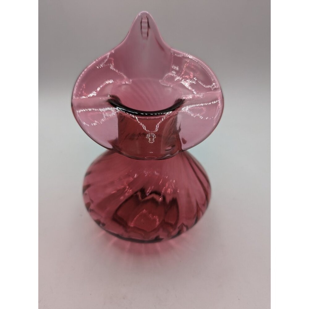 Vintage Glass Cranberry Jack In The Pulpit Vase 8 1/4” Tall Pink - Picture 7 of 12